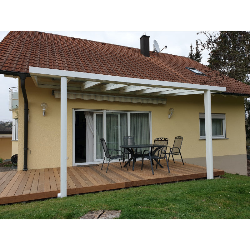 Breite: 6,00 m | TCC Terrassenüberdachung mit VSG–Glas 8,76 mm (Tiefe wählbar)