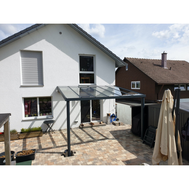Breite: 6,00 m | TCC Terrassenüberdachung mit VSG–Glas 8,76 mm (Tiefe wählbar)