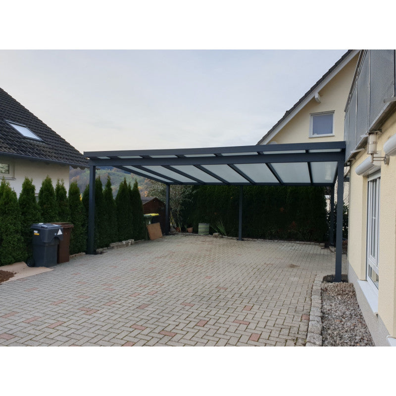 Breite: 7,00 m | ALU Carport / Flachdach mit Stegplatten (Tiefe wählbar)